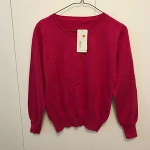 Rose Red Women's Wool Round Neck Pullover Cashmere